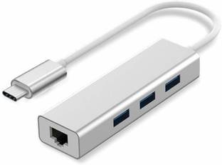 Tobo Ethernet Cable 15 m USB-C to 3-Ported USB 3.0 Hub RJ45 Adapter with Gigabit Ethernet LAN Hub Adapter USB-C to Ethernet Adapter, USB 3.1 Type C to RJ45 Gigabit Ethernet LAN Network Adapter with Indicator, for The 2015, Pro 2016, and More USB-C Devices, White
