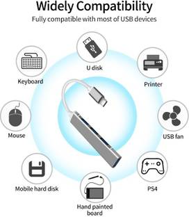 TECHGEAR Type c splitter 4-port high-speed USB hub 3.0 HUB laptop USB Adapter
