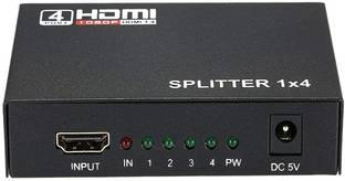 KUVERA HDMI Splitter 1X4,1in 4Out HDMI Port, Compatible for TV, Monitor(Not a Switch) USB Adapter