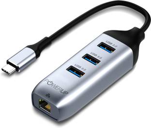 POWERUP Multiport USB-C Hub 4IN1, 3 USB-A & 1 LAN Port USB Adapter