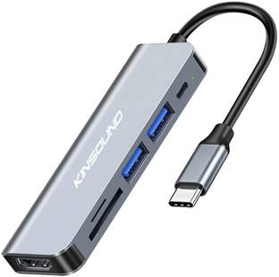 Kinsound USB C Hub 6in1 TypeC Dongle USB C Multiport Adapter with 4K HDMI 2 USB 3.0 Ports USB Adapter