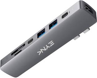 EYNK 7 in 2 USB C Thunderbolt 3.0 Hub for MacBook Pro, MacBook Air, M1 MacBook-Grey Thunderbolt USB C Hub 7 in 2 Aluminium Docking Hub with 4K HDMI USB Hub, HDMI Connector, Card Reader, Laptop Accessory, USB Charger