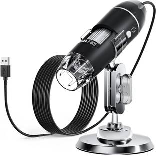 microware Portable USB Digital Microscope 40X-1000X Electron Microscope with 8 LED Light and Silver Bracket Mini Microscope Endoscope Camera Magnifier with Stand Laptop Accessory