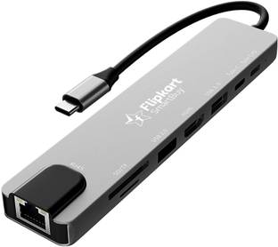 Flipkart SmartBuy 8-in-1 USB-C Hub 4K HDMI, 100Mbps Ethernet, USB 3.0, USB-C PD SD/TF Card Reader, Aluminium Adapter for Mac & Windows USB-C Devices USB Hub