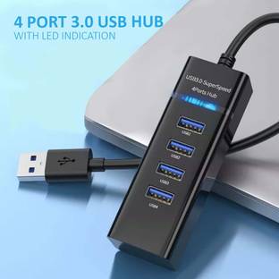 Wanzhow Mini-Hub 3.0 USB HUB High-Speed Multiport Slim USB Hub 4 Port LED Indication for Pen drive, Mouse, Keyboards Laptop, PC Computers USB Hub