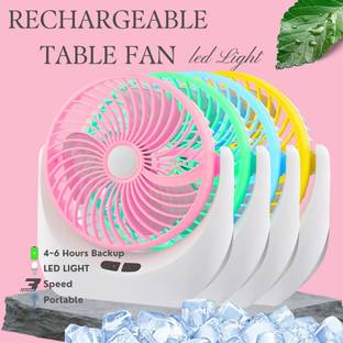 HRKS Rechageable Compact Table Fan with Led Light Quiet, Portable, and Efficient portable USB table fa...