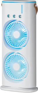 Bestor Portable Air Cooler with Mist Humidifier LED RGB Light Double Head Spray Cooling Fan USB Air Conditioner with Remote 3 Wind Speeds & Spray Function USB Fan