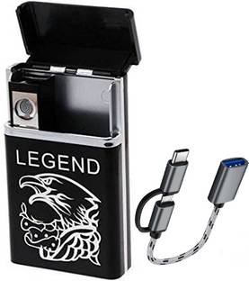 Foxne Point Cigarette Case Sleek Design Cool Looking Lighter Pocket Lighte 2 In 1 Cigarette Case With Lighter , USB Rechargeable Eagle Legend Slide Cigarette Lighter