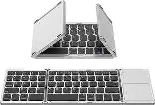 RuhZa Portable Wireless Bluetooth Folding Keyboard, Ultra Slim Pocket Size iOS, Android & Windows Tabs, Smartphones, with User Manual- Black Laptop Accessory