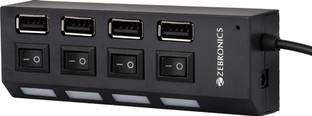 ZEBRONICS 150HB, 4 USB Ports and LED Indicator with Individual Switch ZEB-150HB USB Cable