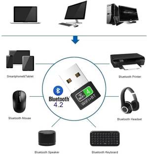 RuhZa USB WiFi Bluetooth Adapter 4.2 for PC USB WiFi Bluetooth Dongle Adapter 4.2 2in1 Bluetooth