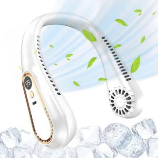 LACCO Silent with 360° Airflow,Personal Mini Mobile Collar Rechargeable USB NECK Fan Portable Neck Fan,USB Rechargeable Fan,Neck Fans Blow Cold Air,Digital Display USB Fan, USB Cable