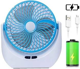 COLDISH High-Speed Rechargeable Table Fan with LED Light USB Battery Powered portable Fan 3-Speed Port...