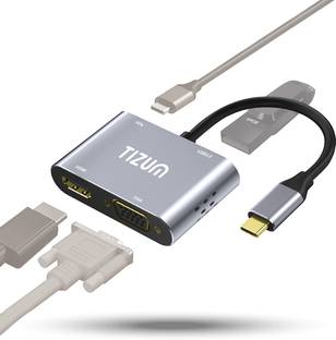Tizum USB Hub USB Extension Hub, 4-in-1 Portable Multiport Adapter/Connector, PD 100W USB Hub