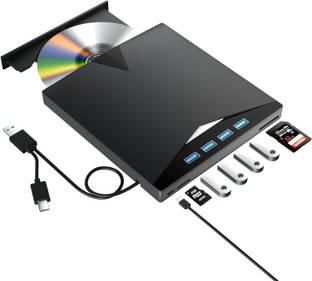 microware External CD/DVD Drive, 7 in 1 USB 3.0 DVD Player Portable CD/DVD Burner for Laptop Compatible with Laptop Desktop PC Windows 11/10/8/7 Linux OS Laptop Accessory
