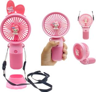 Felinar Handheld Neck Desk 3 in 1 Mini Fan 90° Foldable Mini Portable USB Fan 1-Speed Mini Portable Fan Rechargeable USB Handheld Fan in pink USB Fan