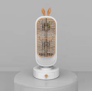 lukzer Mini Double Head Desk Fan with Drawer USB Small Portable Desktop Fan Unique Design Home Office Table Bedroom Ultra Quiet Strong Wind (24x9.5x6cm) USB Fan
