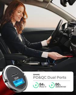 Explorer ™ Car Charger T-061 38W -Pull Type C38W USB Phone Ring Fast USB Mini 2-Port T-061 USB Charger