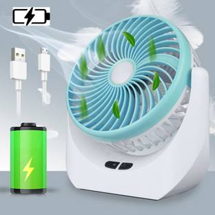 TAKSHA FANS High Speed Rechargeable portable Table Fan with LED Light Battery Powered 3-Speed Portable...