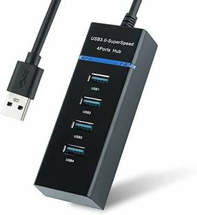 RAREGEAR High Speed 4 Port 3.0 USB Hub (Black) 4 Port USB Hub 3.0 Adapter Cable with 5Gbps Speed, Laptop, PC Computers USB Hub