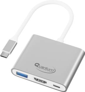 QUANTUM QHM7622 3 in 1 USB Type C to HDMI 4K Adapter, USB 3.0, USB C, 60W Power Pass Through USB Hub