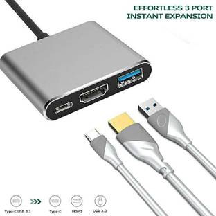 RuhZa USB C to HDMI 4K, Multiport Adaptor USB C hub 3 in 1 Thunderbolt Compatible, 5 GBPS Data Transfer Speed, PD Charge, Laptop Accessory