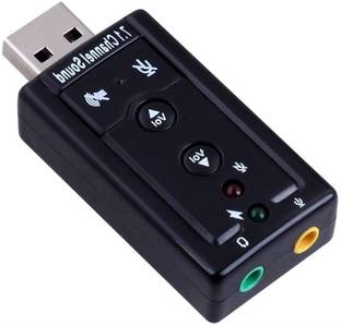 Frackson 7.1 Channel USB External Sound Card Audio Adapter with Mic Out Black 7.1 Sound Card Sound Card