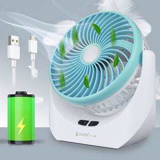 TAKSHA FANS High Speed Rechargeable portable Table Fan with LED Light Battery Powered 3 Blade Portable...