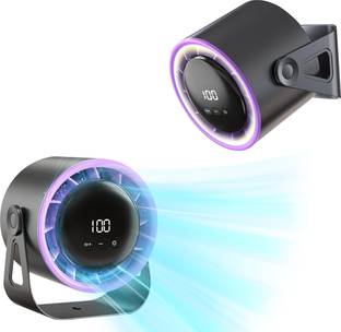 Zorbes 6 inch Rechargeable Table Fan with Night Light Stepless Airflow 360 Manual Fan Rechargeable Table Fan with Night Light 360 Degree Flip Rechargeable Fan