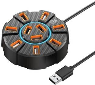 coolcold 10-Port USB 2.0 Powered Hub Docking Station for Laptop 10-Port USB 2.0 Hub with Power, Hi-Speed Data Transfer USB Hub