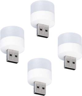 WRADER Mini USB LED Lights for Home and Night Light Compatible with USB Chargers Laptops Powerbanks and Other USB Port Devices 4 Pieces USB White Led Light