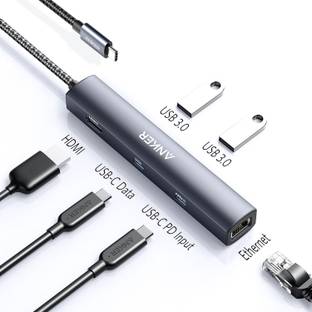 Anker 6-in-1 USB C Hub with 65W Power Delivery for MacBook and Other Compatible Device 1 Gbps Ethernet USB Hub