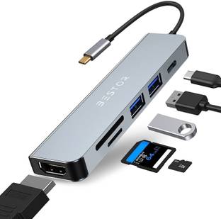 Bestor 6 port wired USB-C hub 1xHDMI port, 1xTF slot, 1xSD slot, 2xUSB 3.0 port, 1x100 W C-type power delivery port Best-6 in 1 USB-C hub USB Hub