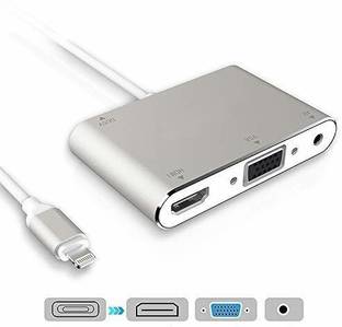microware Lightning to HDMI VGA Adapter with Audio Adapter Lighting to HDMI, VGA AV Adapter, HDTV Adapter Compatible with iPad iPhone to HDMI, RJ45, USB Camera Adapter with Charging for iPhone 11 / Xs/XR/X /8, iPad, iPod HDMI Connector
