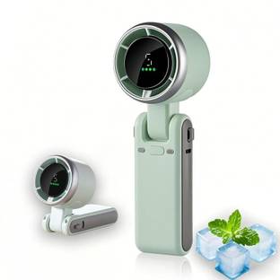 ULTRABYTES Mini Personal Hand Fan with LED Display, 5 Speed Adjustable Foldable Handheld Portable Fan USB Fan