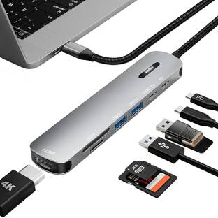Verilux 7-In-1 Usb C Hub 4k Hdmi Output Docking Station 100w Usb Hub For Laptop Usb Port USB C HUB 7 in 1 Type C HDMI Adapter Type C Hub Card Reader, USB Hub
