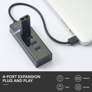Wanzhow 4 Port USB HUB for Pen drive, Mouse, Keyboards Laptop, PC Computers High-Speed Multiport Slim USB Hub SuperSpeed 3.0 USB Hub