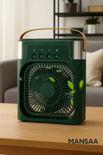 MANSAA USB Mini Air Cooler Fan | 3-in-1 Cooling & Humidifier | Silent Desk Fan 600ml Tank | USB Powered | Non-Rechargeable | 18 Months Warranty | Home Use USB Air Cooler