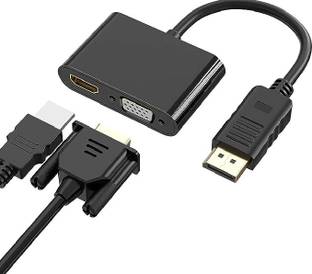 RuhZa DisplayPort to HDMI VGA Adapter, DP Display Port to VGA HDMI Splitter Converter Compatible with Lenovo, HP, DELL, GPU, AMD, NVIDIA and More Laptop Accessory