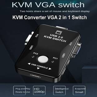 RuhZa 2 Port USB KVM Switch, KVM VGA SVGA Switch Box USB 2.0 KVM VGA Splitter Box Sharing Switch. Laptop Accessory