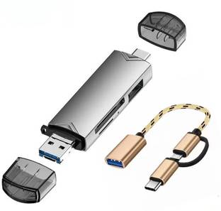 Foxne Point 6 in 1 Otg Type C Card Reader USB 3.0 Micro Mini SD Adapter TF USB Flash Drive 6 in 1 Otg Type C Card Reader USB 3.0 Micro Mini SD Adapter TF USB Flash Drive Card Reader, USB Hub