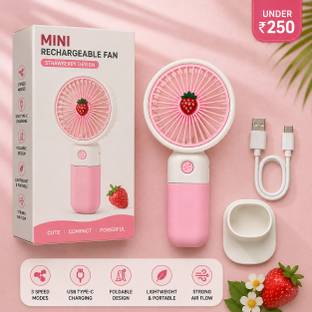 mscollction12 Cute Strawberry Mini Rechargeable Fan SMF-01 Rechargeable Fan, USB Fan