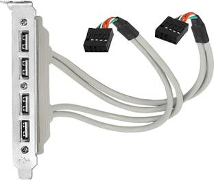 BhalTech 4 Ports USB 2.0 Header Port Slot Plate Adapter Panel Cable Female Screw to Motherboard 9pin Header Back PCI Rear Panel Bracket for Desktop Computer Expansion Card