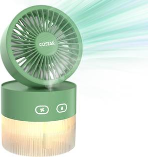 Costar Mini Portable Fan with Mist Spray Humidifier, Rechargeable Fan with Night Light, Brushless 3 Speeds Personal Handheld USB Fan