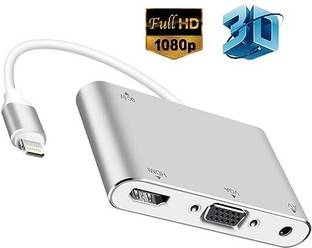RuhZa VGA, HDMI, AV Adapte VGA HDMI AV Audio 4 in 1 for Iphone7/7p/6/6s/6p/ Ipad Mini/Pro/Air iPod, Al...