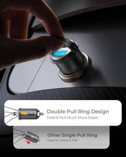 HumBiG ™ T-061 38W Mini 2-Port Ring-Pull Type C Fast USB Car Charger 38W Mini Stealth USB Car Charger, Phone Charger,Tablet Charger, Android, iPhone & Windows Charger USB Charger