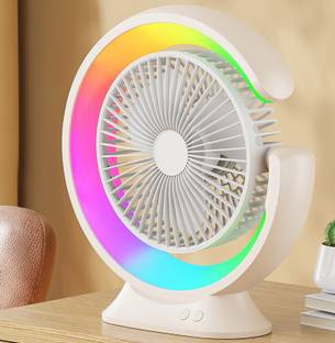 Sampri USB Rechargeable Fan with 21 SMD LED Light Mini Table Fan USB Fan