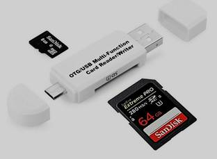 HRYFiNE 2in1 Type-C OTG Card Reader Support For Mobile,Tablet,PC,Laptop USB 3.0 and Micro OTG Memory Adapter Portable 1 Slots Card Reader