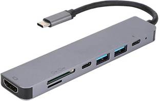 RuhZa USB C Type HUB 7 in 1 Adapter, Aluminium Multi Port Dongle Type-C to USB 3.0 4K HDMI, PD 3.0 Charging Port, SD/TF Reader for MacBook, USB Hub
