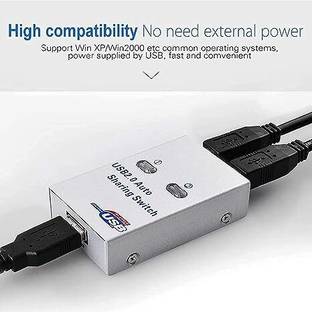 RuhZa USB 2.0 Sharing Switch, 2 Ports Auto Printer Sharing Switch Hub Box, Auto Printer Scanner External for Printer Scanner PC Computer Peripherals Laptop Accessory